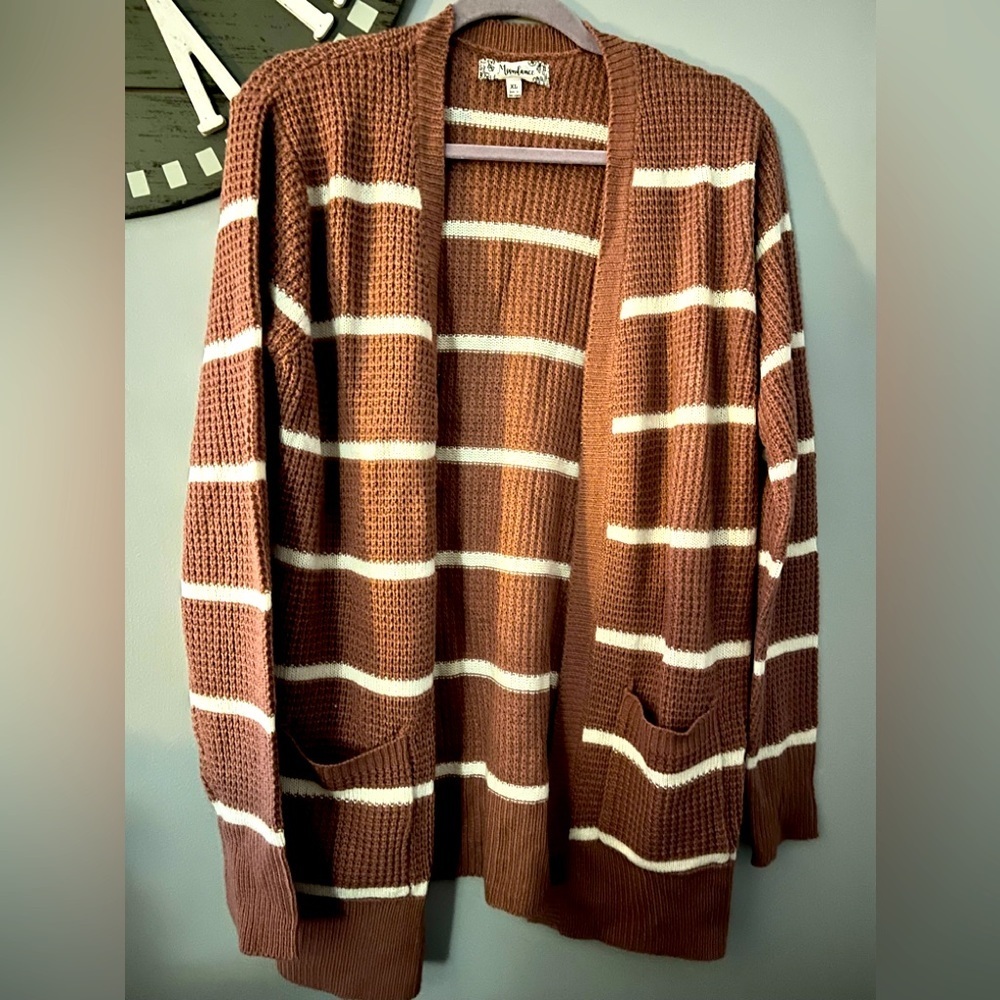 Moondance striped mauve cardigan size XL